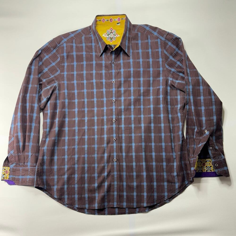 Robert Graham Men's Long Sleeve Purple Blue Plaid Button Up Shirt - Size 3XL*